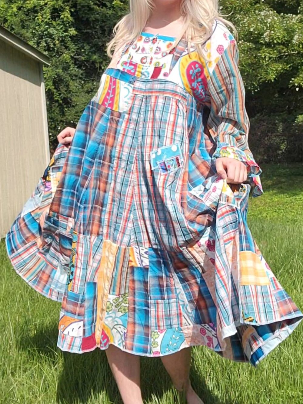❝ plus sized rainbow patchwork maxi dress ⋅ ❞